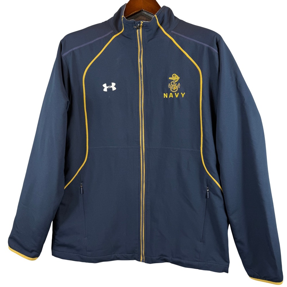 Under Armour US Navy Men's M Navy Fleece Lined Full Zip Jacket Military Athletic